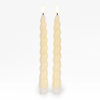 LED Ivory Twisted Taper Candles, Set of 2