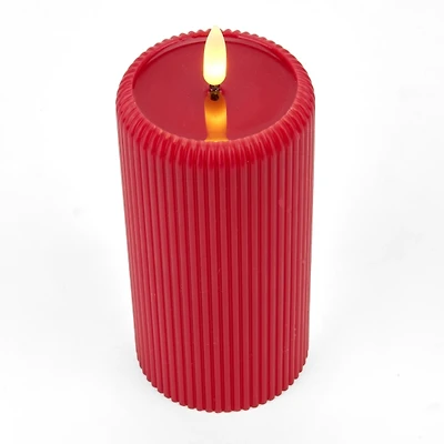 LED Red Faux Pool Pillar Candle