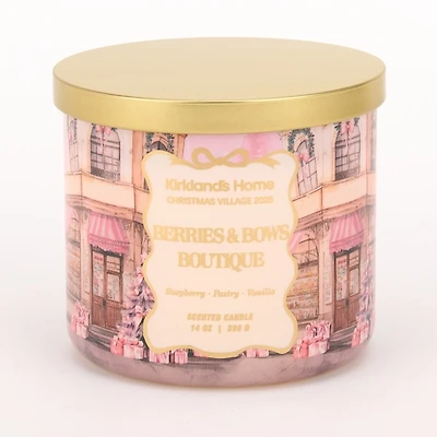Christmas Village Berries Bows Boutique Jar Candle