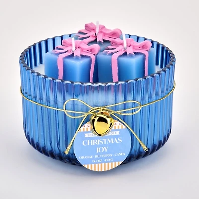 Christmas Joy Shaped 3D Triple Wick Jar Candle