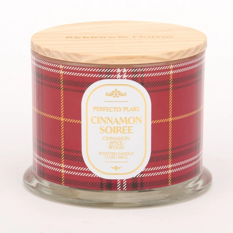 Red Plaid Cinnamon Soiree 3-Wick Jar Candle