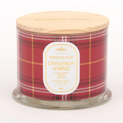 Red Plaid Cinnamon Soiree 3-Wick Jar Candle