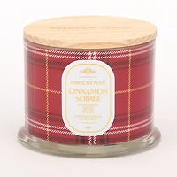 Red Plaid Cinnamon Soiree 3-Wick Jar Candle
