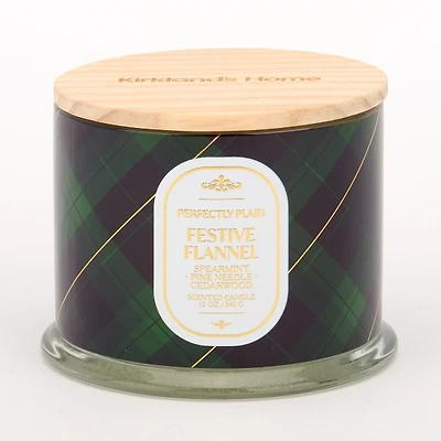 Green Plaid Festive Flannel 3-Wick Jar Candle