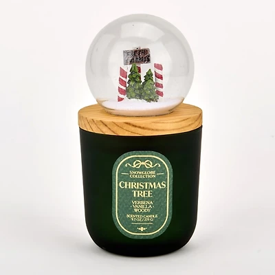 Snow Globe Green Christmas Tree 1-Wick Jar Candle