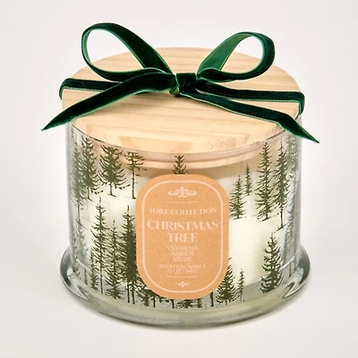 Toile Green Christmas Tree 3-Wick Jar Candle