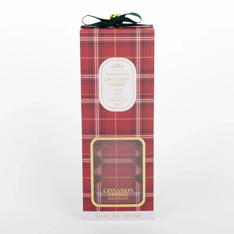 Red Plaid Cinnamon Soiree Diffuser Set