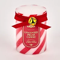 Red Stripe Pillar Candle