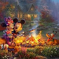 Disney Mickey & Minnie Campfire Canvas Art Print