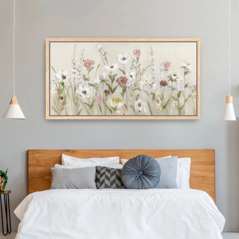 Blooming Around Natural Framed Canvas Art