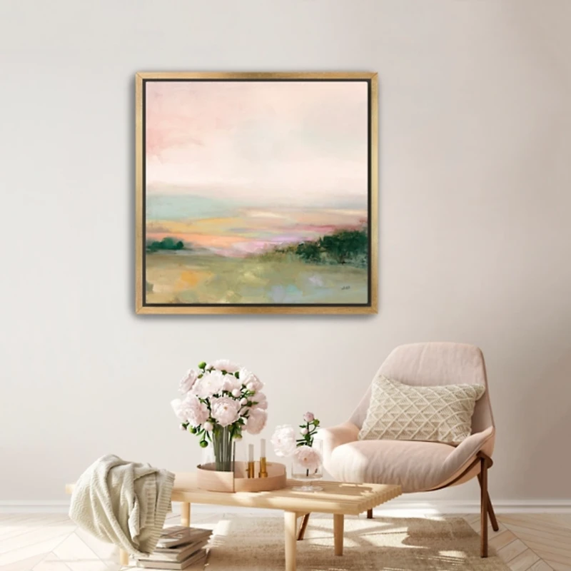 Dark Glowing Valley Framed Canvas Art Print, 30x30