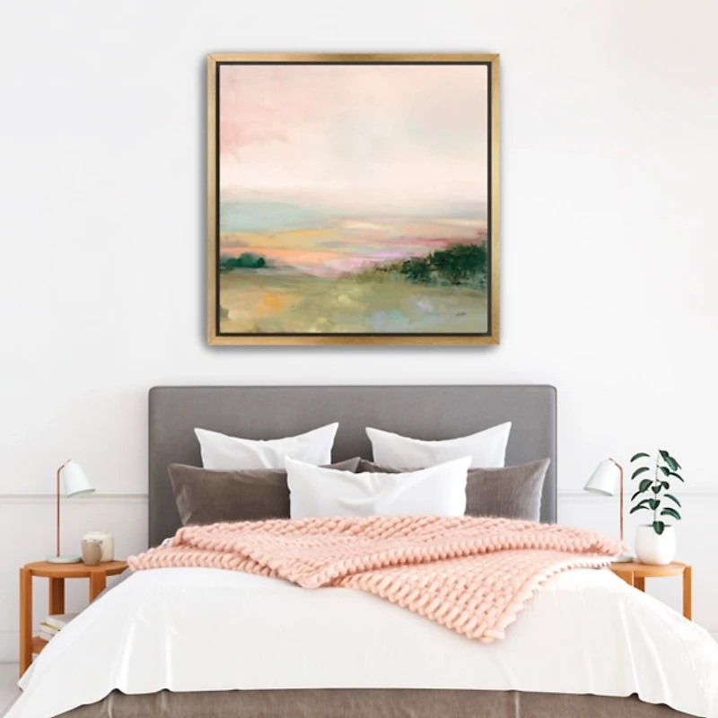 Dark Glowing Valley Framed Canvas Art Print, 40x40