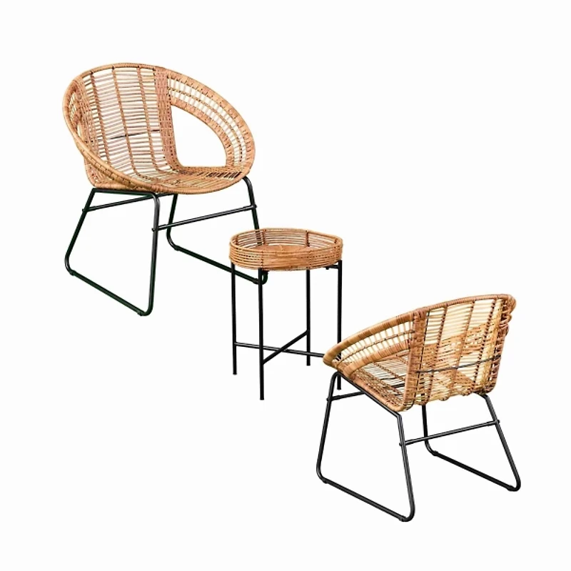 Tan Rattan Alhandra 3-pc. Outdoor Conversation Set