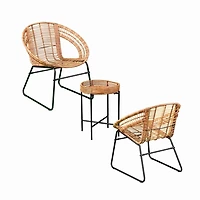 Tan Rattan Alhandra 3-pc. Outdoor Conversation Set