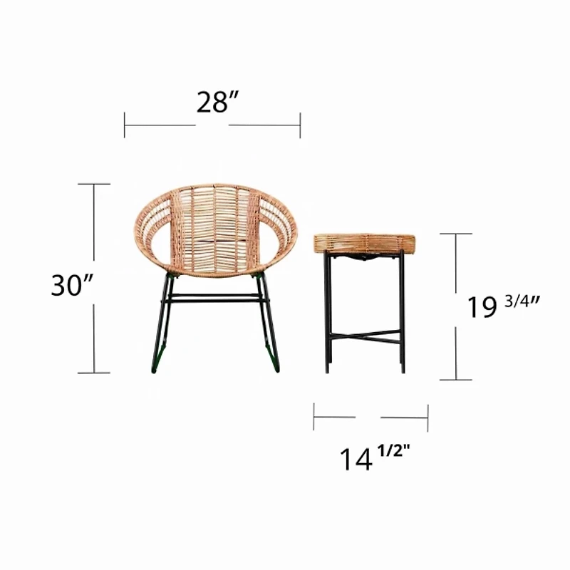 Tan Rattan Alhandra 3-pc. Outdoor Conversation Set