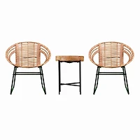 Tan Rattan Alhandra 3-pc. Outdoor Conversation Set