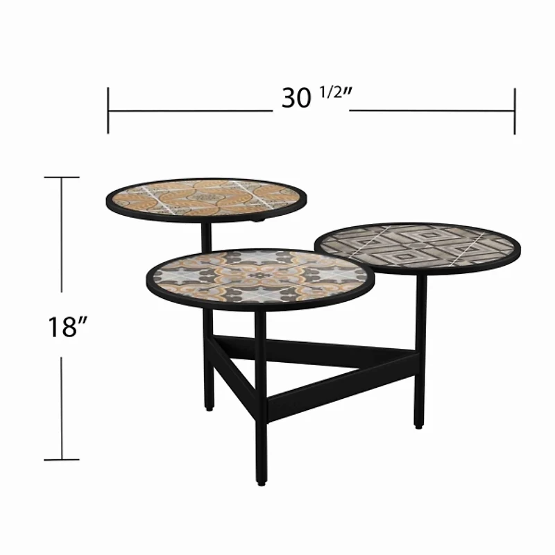 Ceramic Tile 3-Tier Outdoor Accent Table