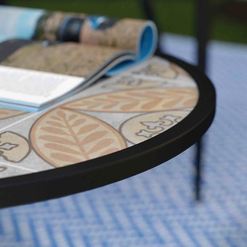 Ceramic Tile 3-Tier Outdoor Accent Table