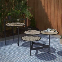 Ceramic Tile 3-Tier Outdoor Accent Table