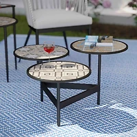 Ceramic Tile 3-Tier Outdoor Accent Table