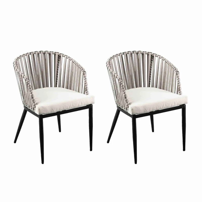 White Wicker Melilani Outdoor Chairs, Set of 2