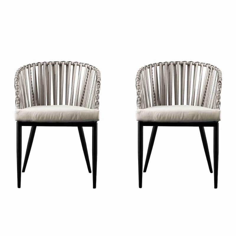 White Wicker Melilani Outdoor Chairs, Set of 2