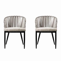 White Wicker Melilani Outdoor Chairs, Set of 2