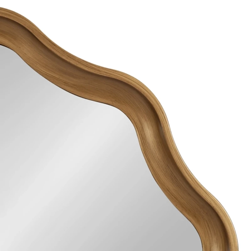 Round Gold Scalloped Wood Wall Mirror