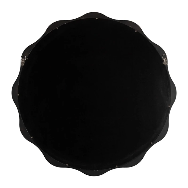 Round Gold Scalloped Wood Wall Mirror