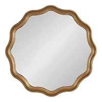 Round Gold Scalloped Wood Wall Mirror