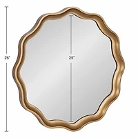 Round Gold Scalloped Wood Wall Mirror