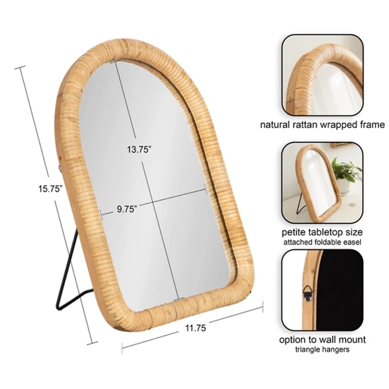 Natural Rattan Arch Raleigh Tabletop Mirror