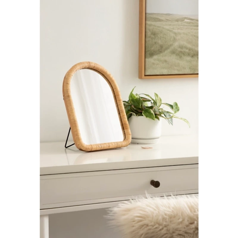 Natural Rattan Arch Raleigh Tabletop Mirror
