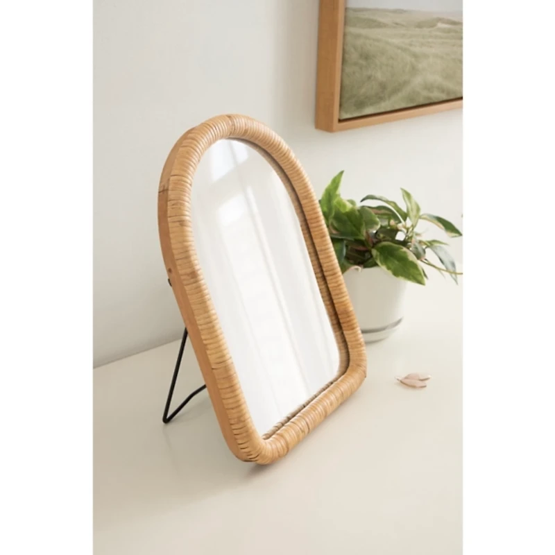 Natural Rattan Arch Raleigh Tabletop Mirror