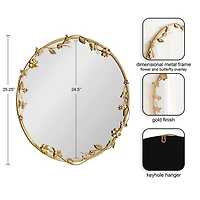 Round Gold Floral Rosella Wall Mirror