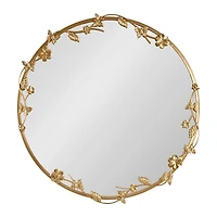 Round Gold Floral Rosella Wall Mirror