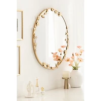 Round Gold Floral Rosella Wall Mirror