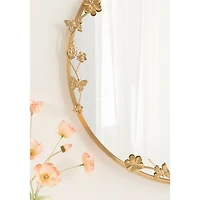 Round Gold Floral Rosella Wall Mirror