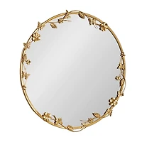 Round Gold Floral Rosella Wall Mirror