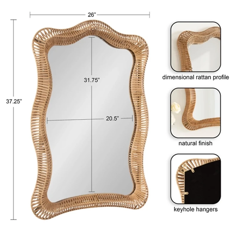 Natural Rattan Rachel Wavy Wall Mirror