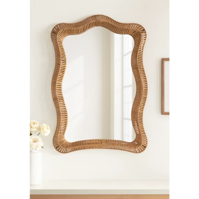 Natural Rattan Rachel Wavy Wall Mirror