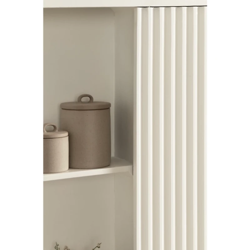 White Furrow Ribbed Door Wall Cabinet