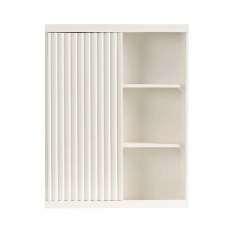 White Furrow Ribbed Door Wall Cabinet