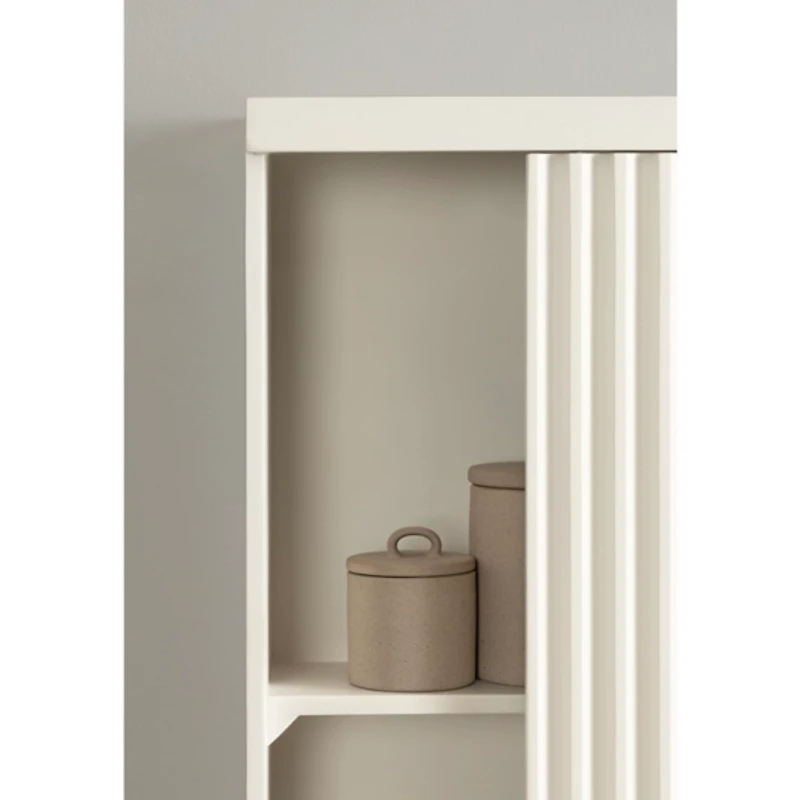 White Furrow Ribbed Door Wall Cabinet