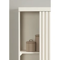 White Furrow Ribbed Door Wall Cabinet