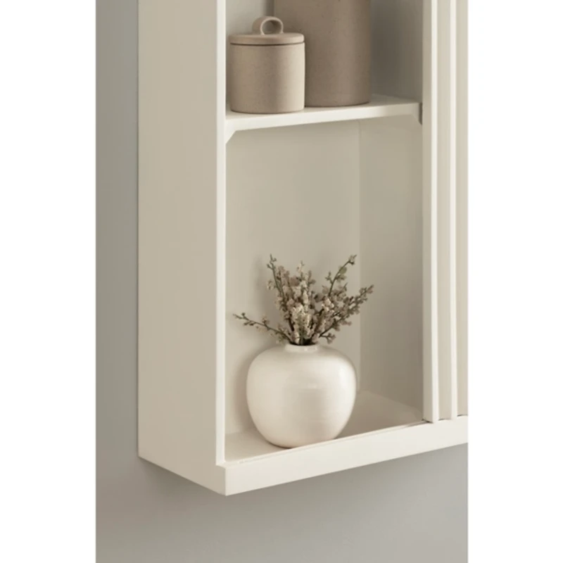White Furrow Ribbed Door Wall Cabinet