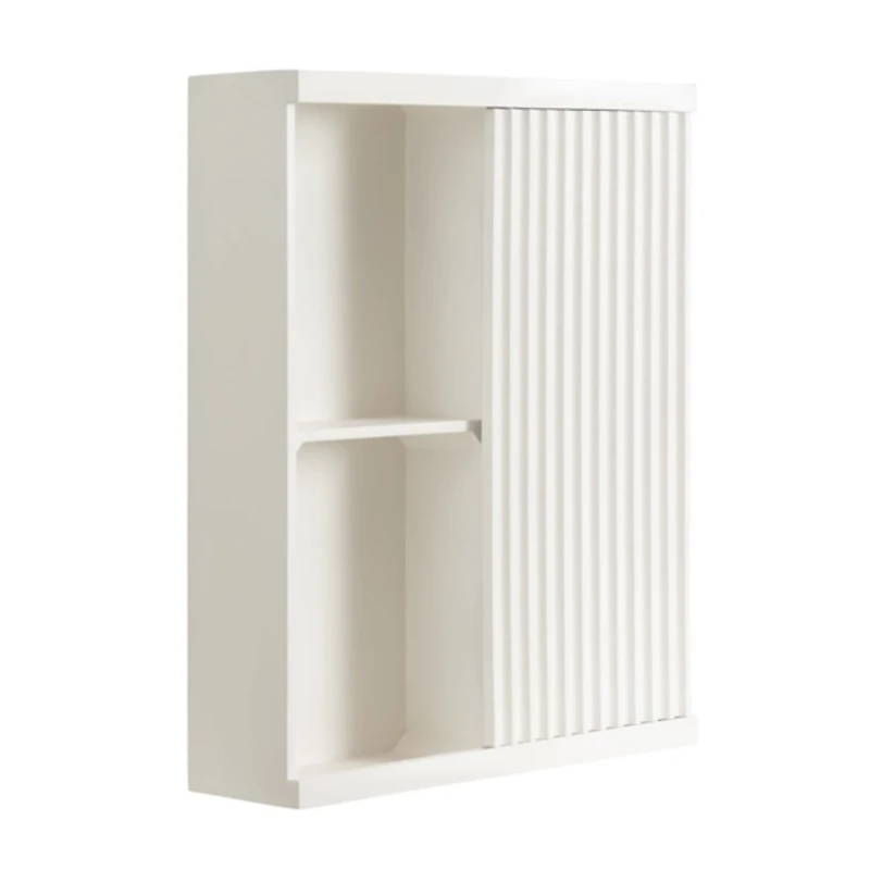 White Furrow Ribbed Door Wall Cabinet