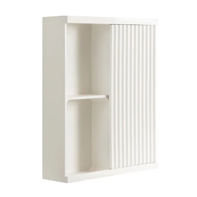 White Furrow Ribbed Door Wall Cabinet