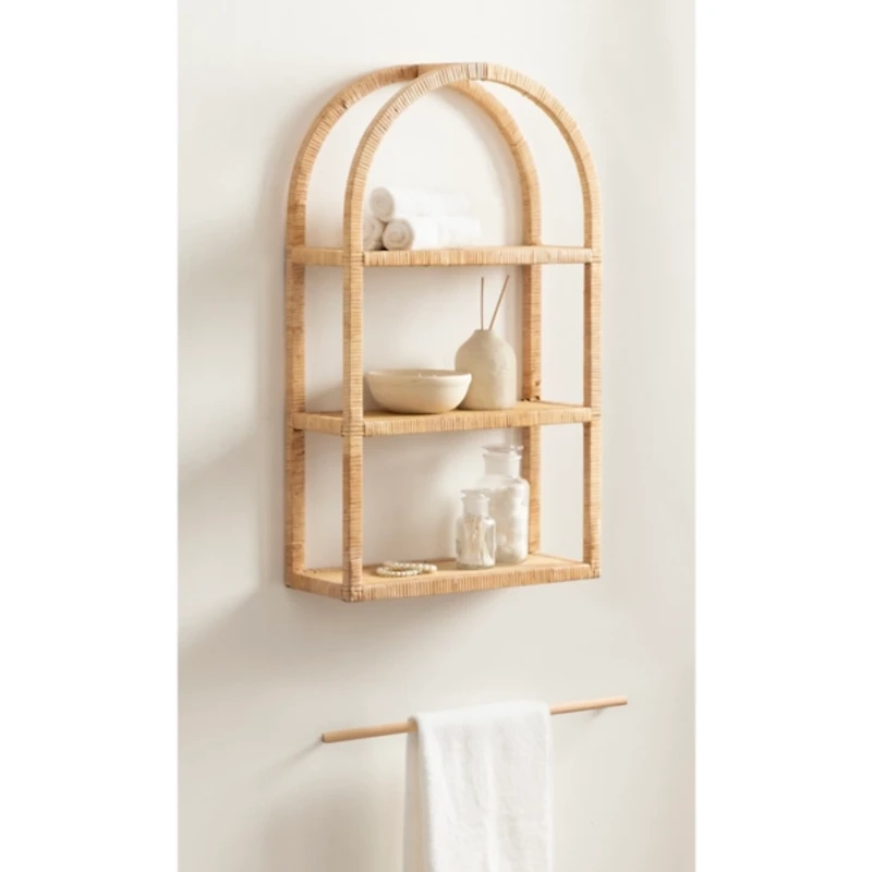 Natural Rattan Arched Reed Wall Shelf