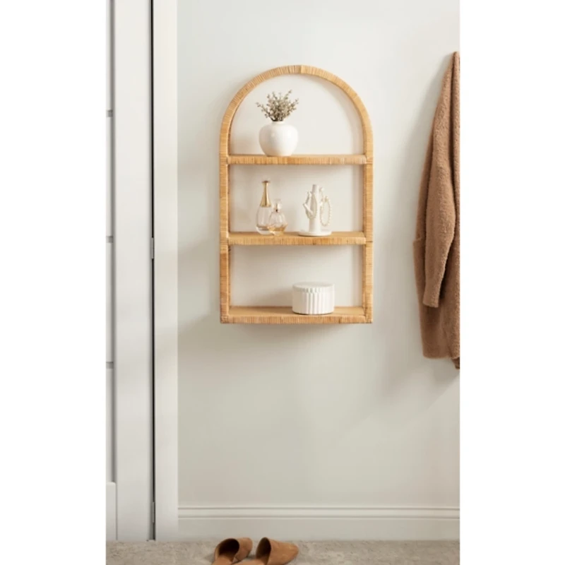 Natural Rattan Arched Reed Wall Shelf